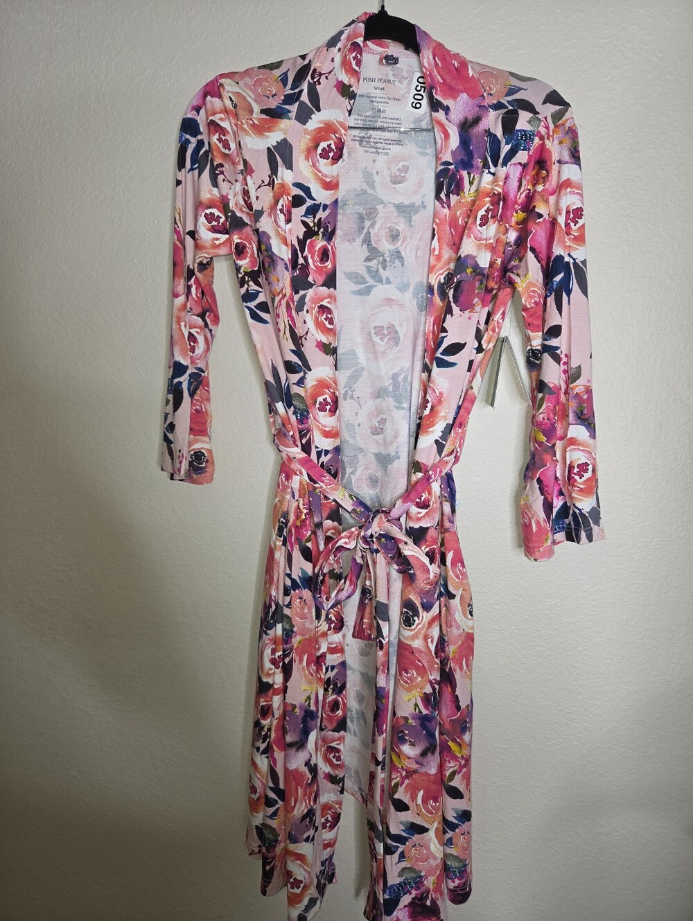 Posh Peanut Maternity Robe Small Bamboo Dusk Rose Floral Print